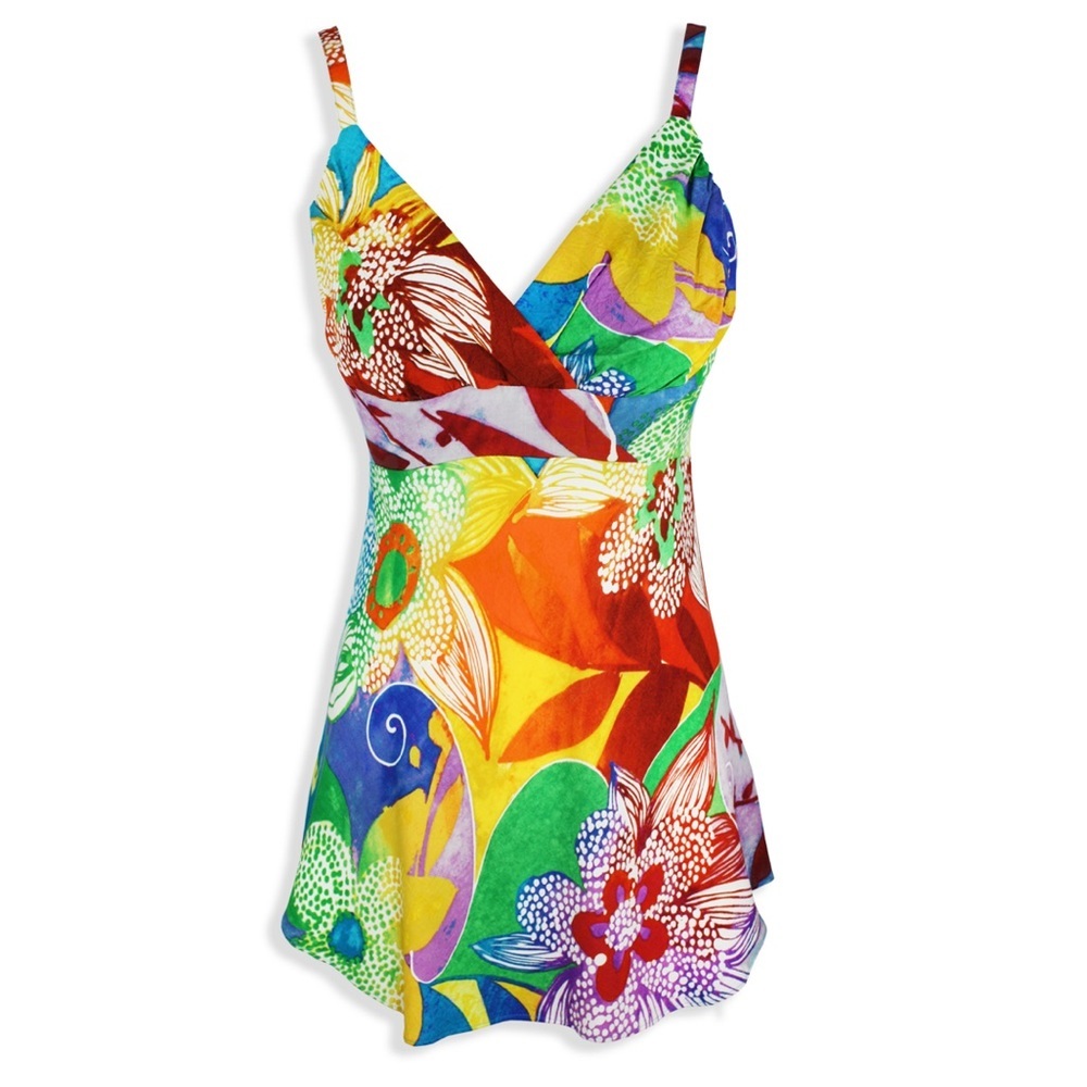 Jams World Connie‎ Blouse Amber Multicolor Rainbow Colorful Tropical Tank Top